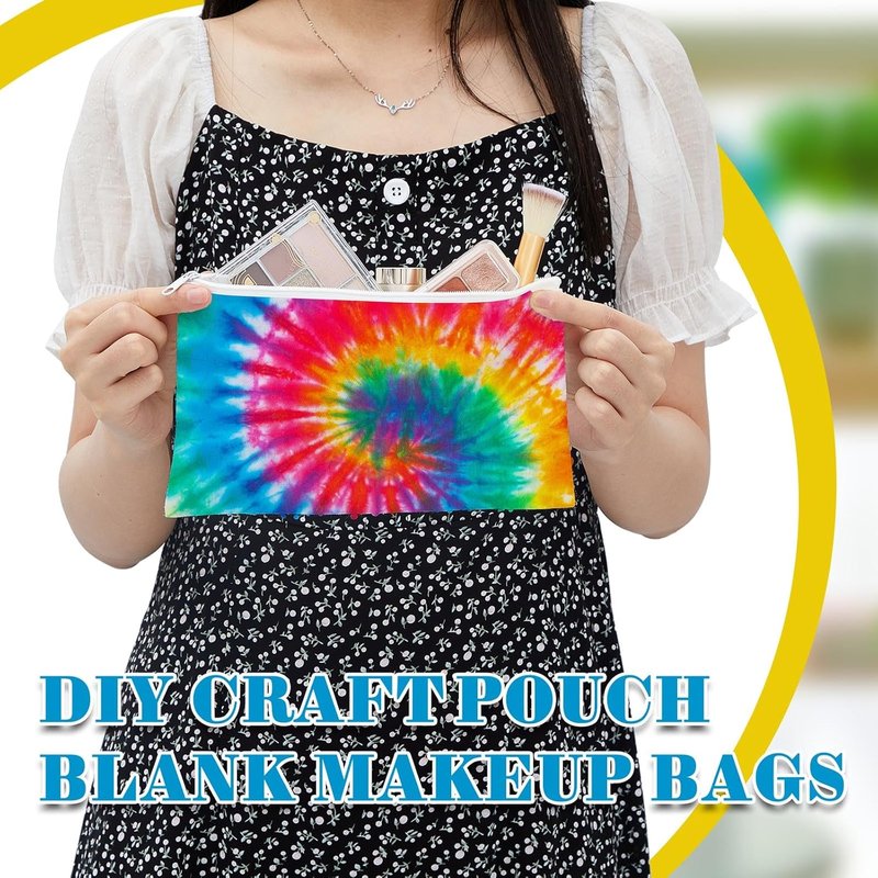 30 Pcs White Cotton Makeup Bags - Perfect for Tie Dye Projects | Multi-Purpose Cosmetic Bags (8.3 x 5.3 Inch)