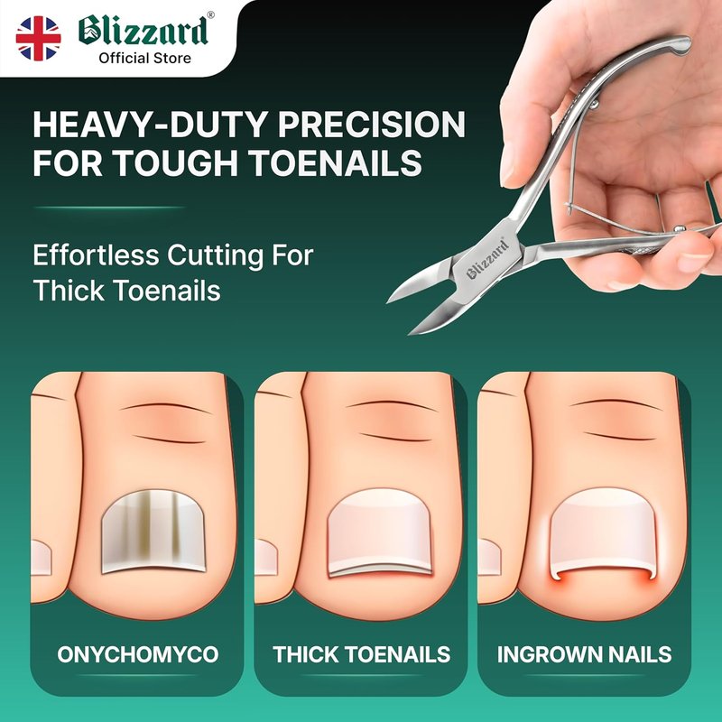 Blizzard Toenail Clippers - Heavy Duty Podiatrist-Grade Nail Cutter for Thick Nails | 5.5" Concave Head, Double Spring