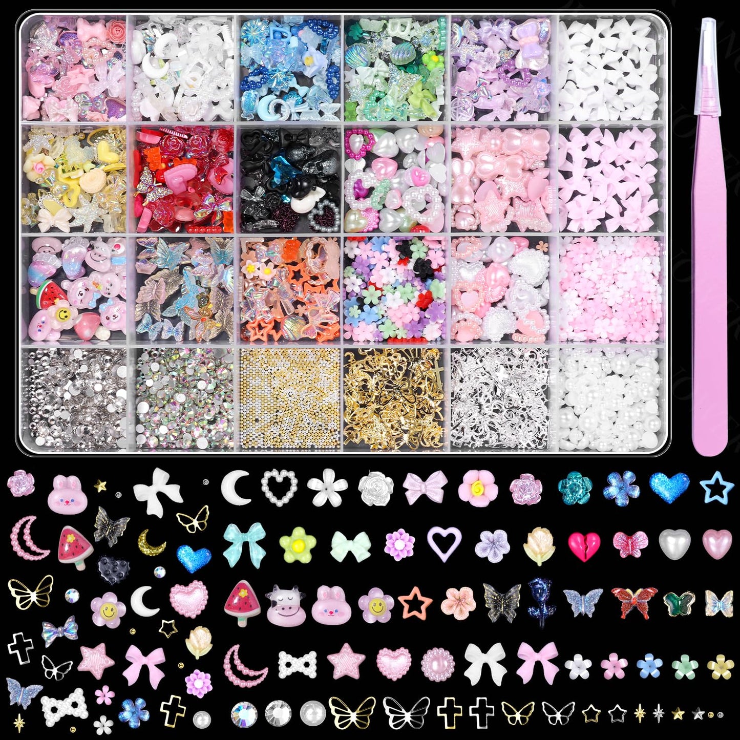3D Nail Charms and Gems, Assorted Styles Acrylic Nail Art Charms