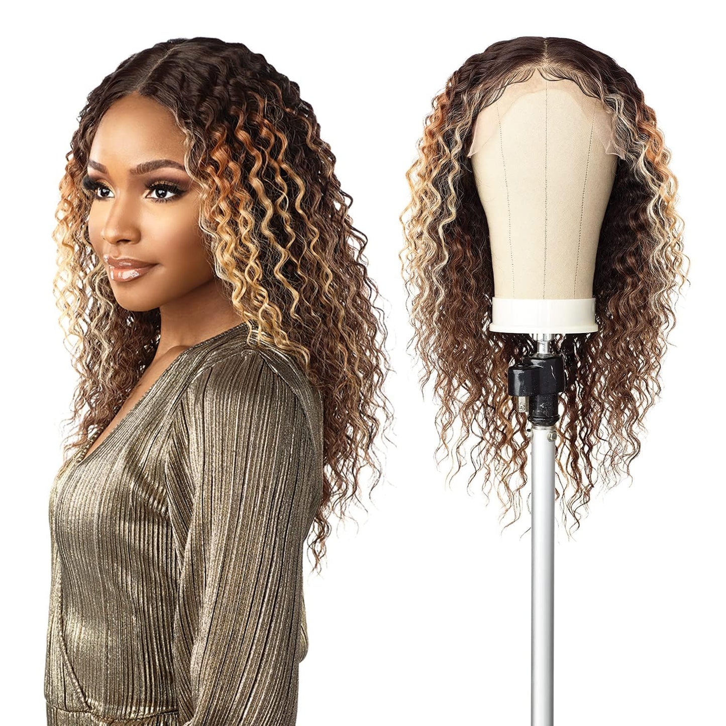 Sensationnel Butta Lace Wigs - Unit 19 Extra Wide 5 Inch Deep Parting Synthetic Preplucked Hairline Glueless Lacefront (BALAYAGEGOLD)