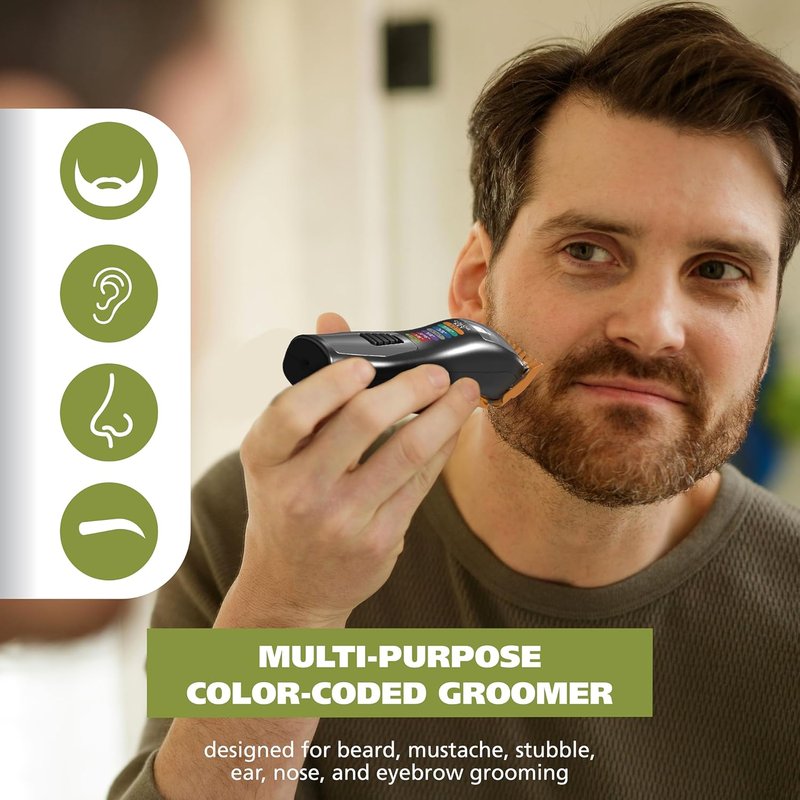 Wahl Color Pro Rechargeable Cordless Beard Trimmer Set | Includes Detail Eyebrow & Nose Hair Trimmers