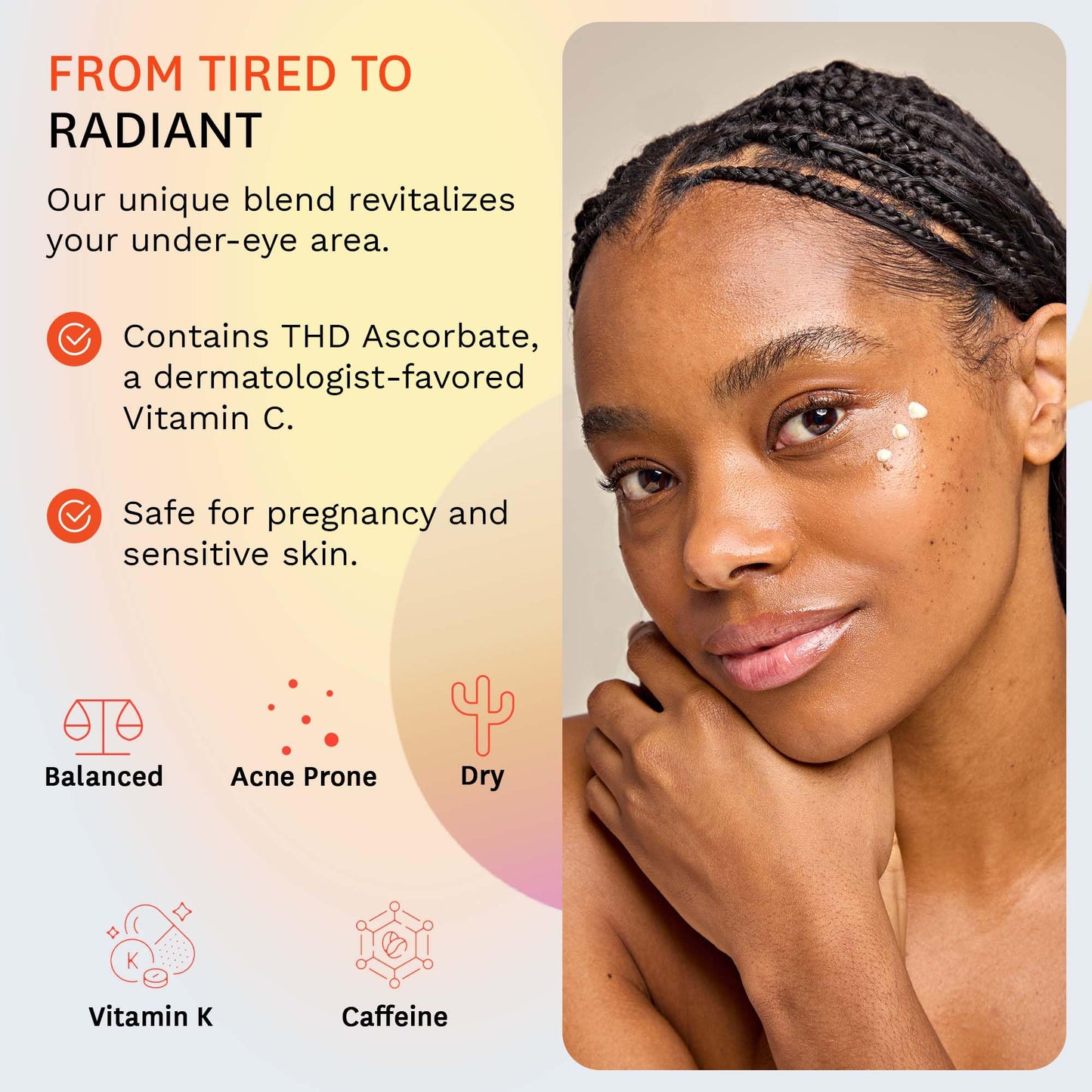 Fig.1 Vitamin C Eye Cream for Dark Circles, Puffiness & Wrinkles | Under Eye Cream for Women & Men | Glowing Eye Treatment | Refillable Anti Aging Moisturizer for Fine Lines