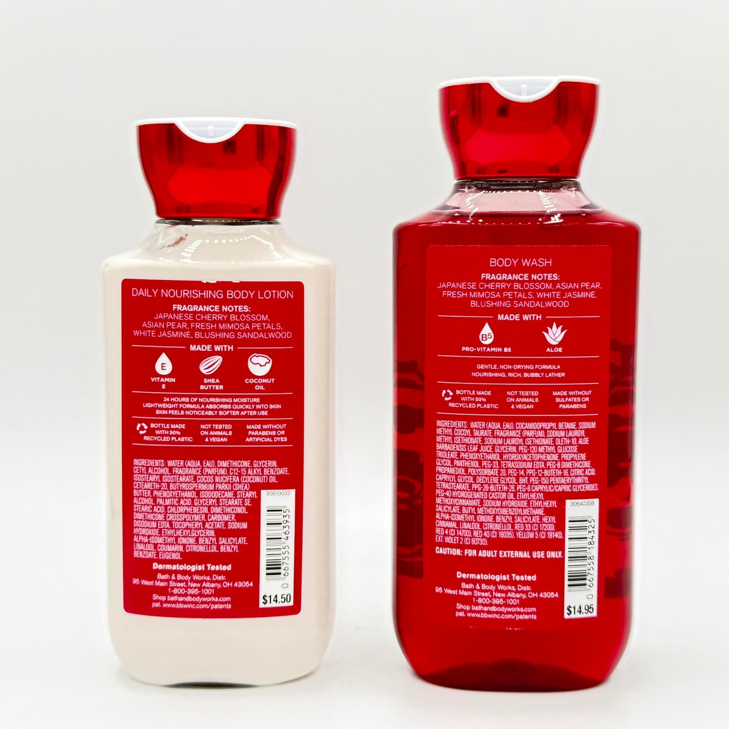 Bath and Body Works Japanese Cherry Blossom Shower Gel (10 fl oz) and Body Lotion (8 fl oz) Signature Collection (Set of 2)