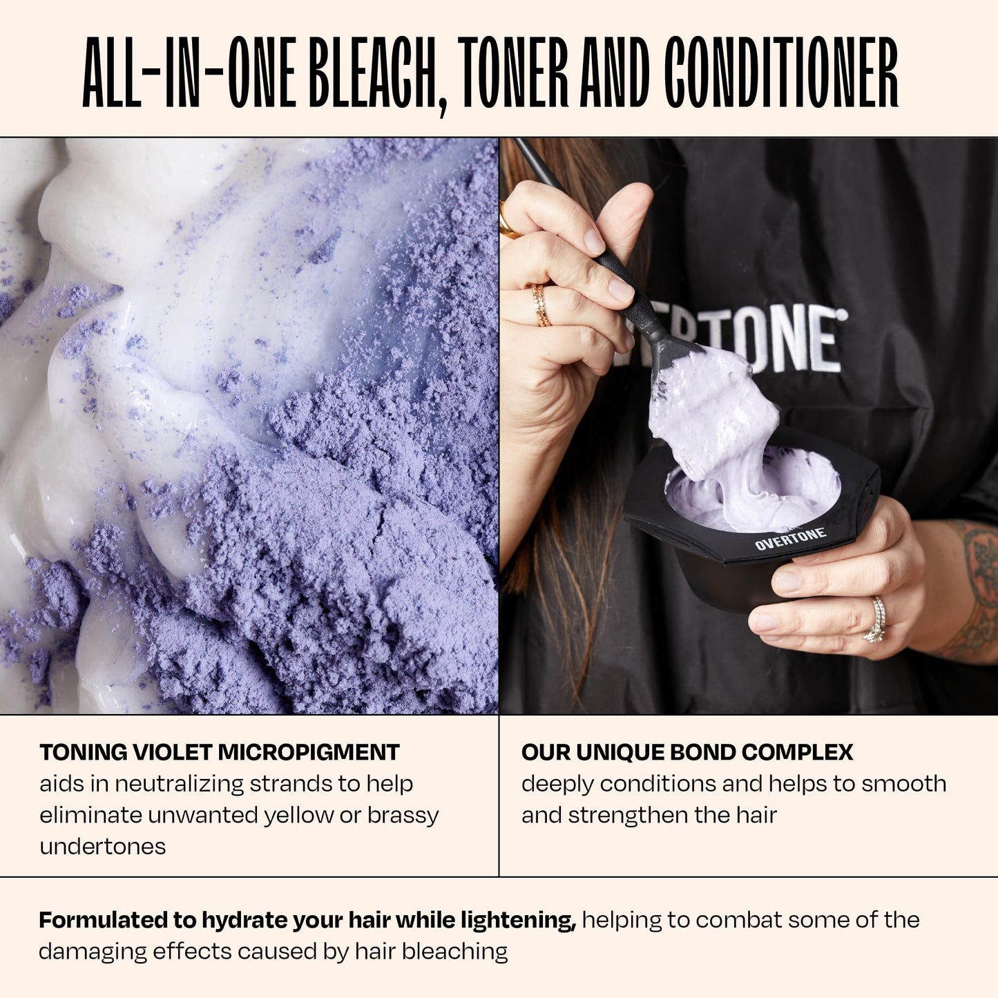 Overtone The Bleach 30 Volume Hair Lightening System: At-Home Bleach Kit for Blonde & Light Base, Deep Lift Up to 7 Levels, Vegan & Cruelty-Free with Toning Pigment & Hydrating Formula ,9 oz