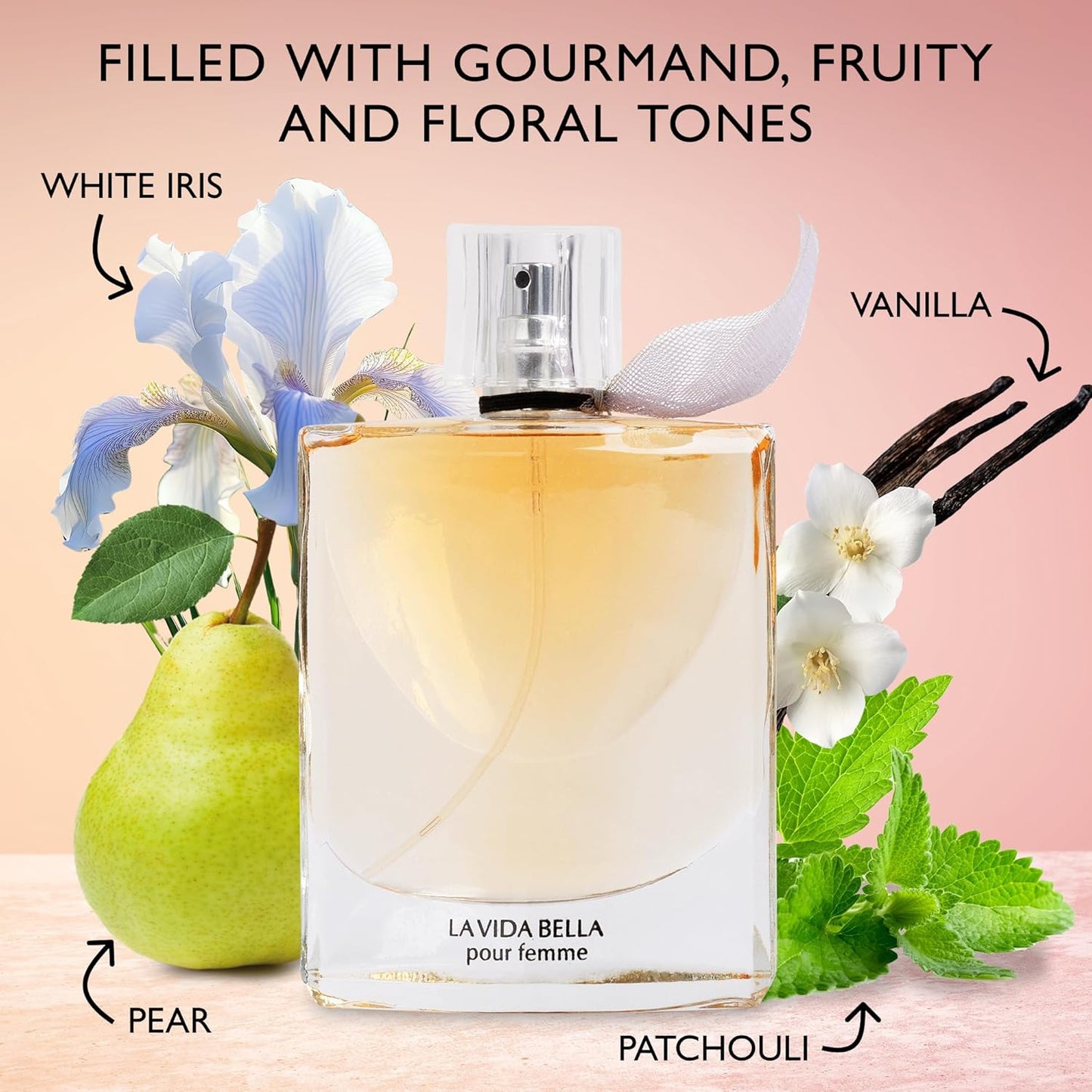 La Vida Bella Eau De Parfum for Women | Floral Fruity Fragrance - Rich Aroma with Iris, Jasmine & Orange Blossom - 3.4 Fl Oz (100ml)