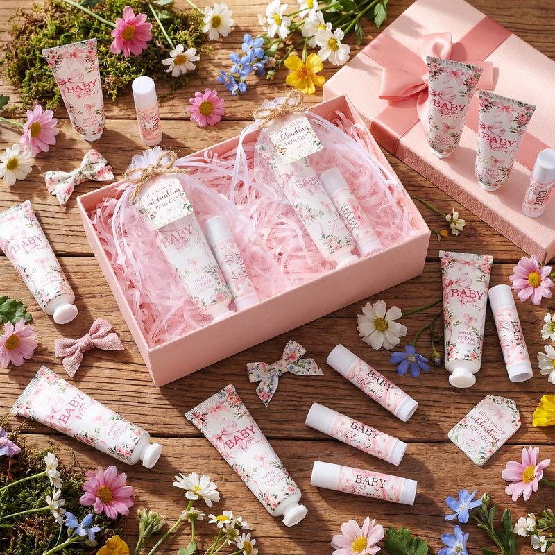 Baby in Bloom Hand Cream & Lip Balm Gift Set - Wildflower Floral Baby Shower Favors | Travel Size for Guests