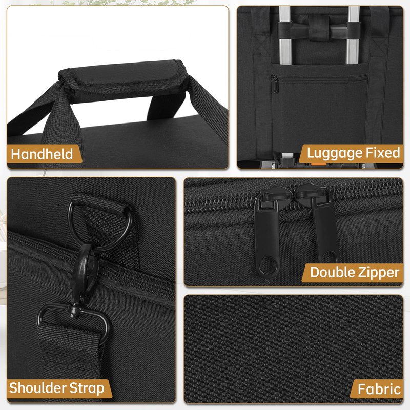FREEAMG Extra Large Makeup Case with 4 Removable Pouches, Professional Make up Train Case, Travel Cosmetic Bag for Makeup Artist with Shoulder Strap and Handle (Black)（Bag only）