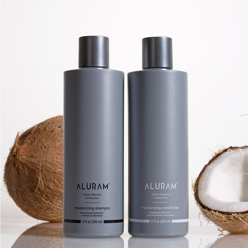ALURAM Coconut Water Moisturizing Shampoo for Men and Women, Clean Hydration and Shine for Medium to Coarse Textured Hair, 12 Fl Oz