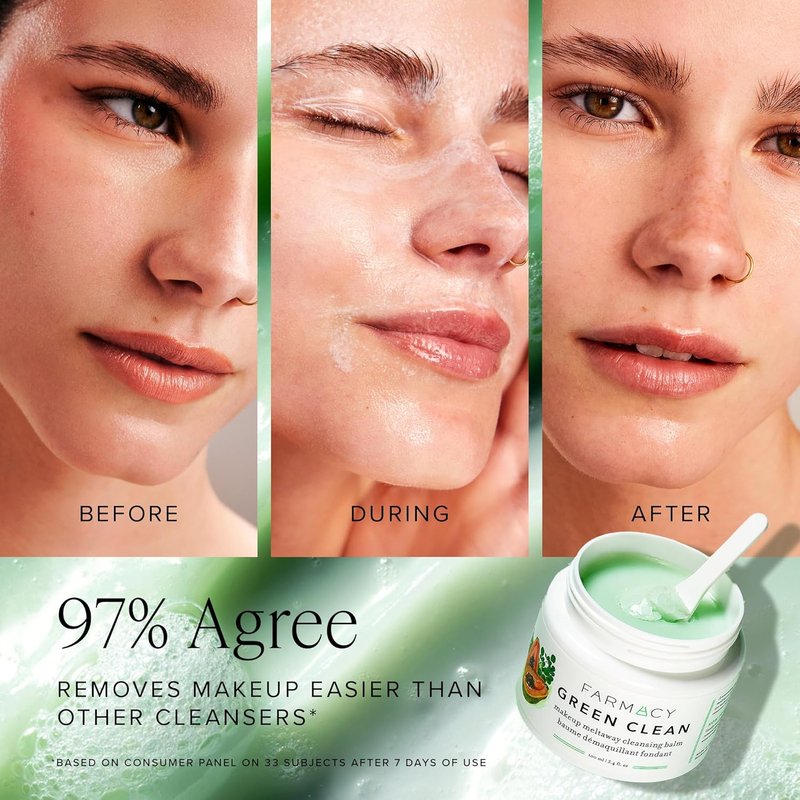 Farmacy Ceramide Face Moisturizer & Cleansing Balm Duo - Travel Size Skin Care Set | Green Clean Makeup Remover & Honey Halo Moisturizer (2 Count)