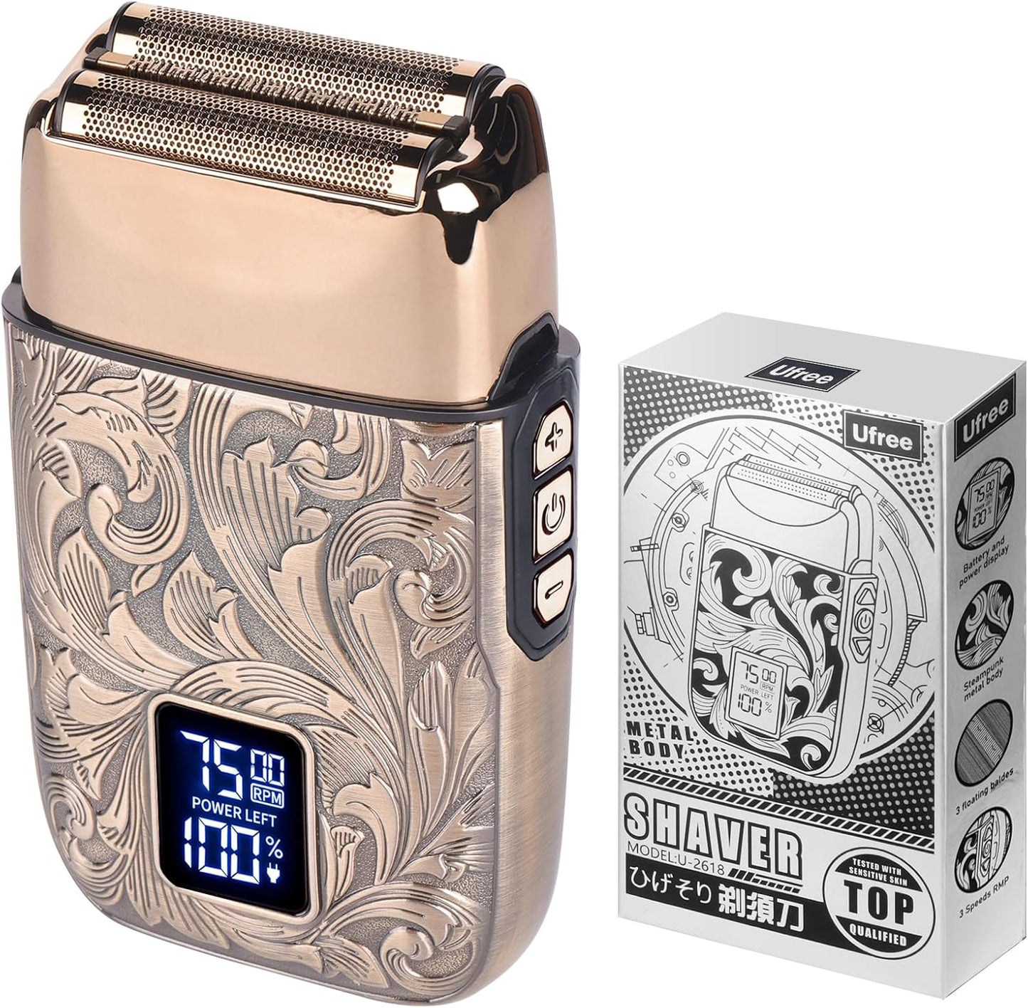 Close Shave Electric Foil Shaver for Men - 3-Speed Bald Head Razor with LCD Display | Versatile Beard Trimmer
