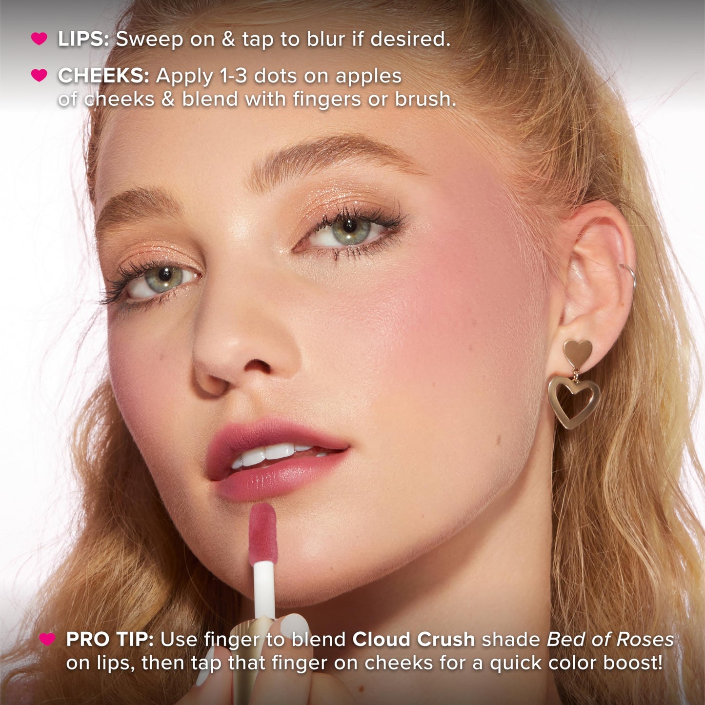 Too Faced Cloud Crush Whipped Lip & Cheek | Creamy Multi-Use Formula with Hyaluronic Oil for a Soft-Focus Longwear Flush, 0.15 Fl Oz, Bed of Roses