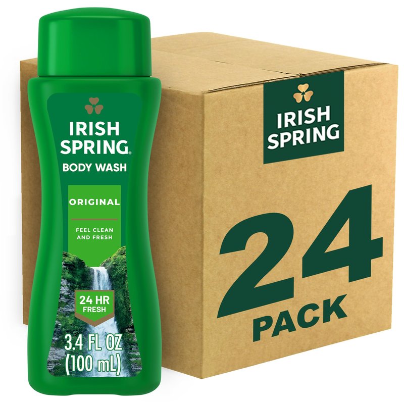 Irish Spring Men's Body Wash Shower Gel, Original Clean, Travel Size Body Wash, 3.40 Fl Oz (Pack of 24)
