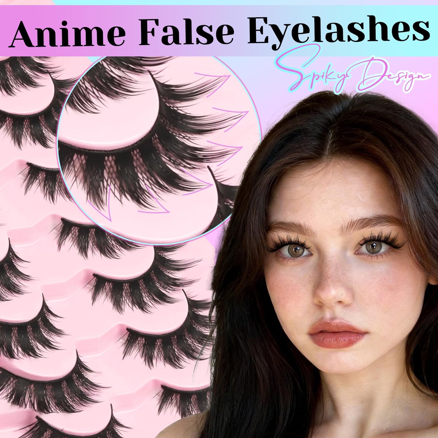 Losha Lashes Fluffy Manga Lashes 8D Volume Spiky Anime False Eyelashes 8 Pairs Soft Asian Eye Lashes Pack (Pop)