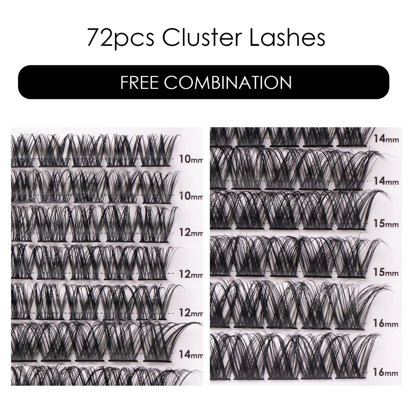 Lash Clusters 300pcs Manga Lash Extension Kit 10-18mm Cluster Eyelash Extensions Natural Lash Individual Lashes -M36-Natural