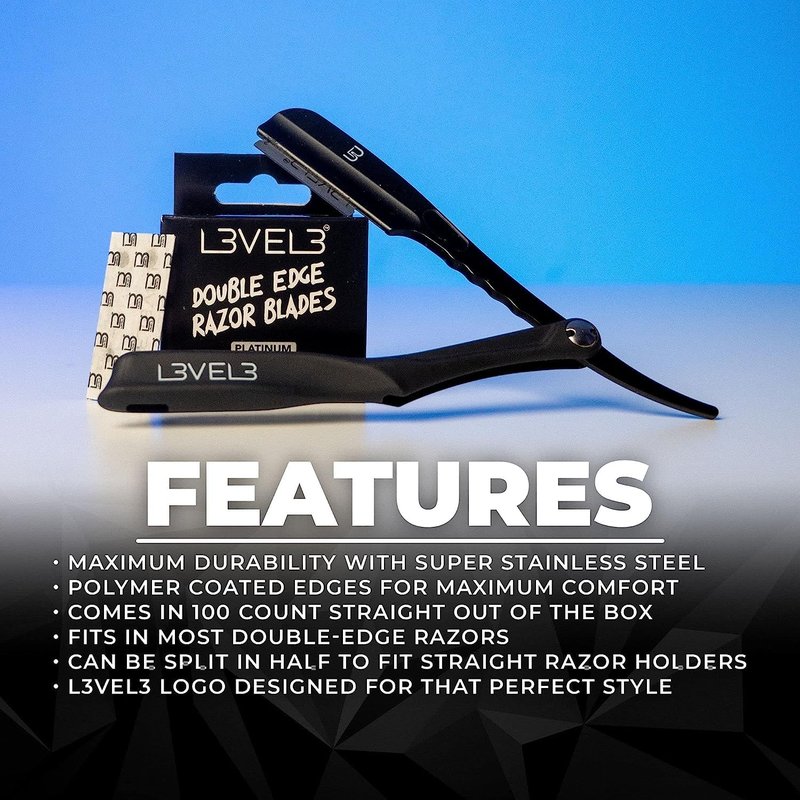 L3 Double Edge Razor Blades - Platinum Coated, Stainless Steel for the Close Shave - for Double Edged Safety Razors - 100 Count (2)