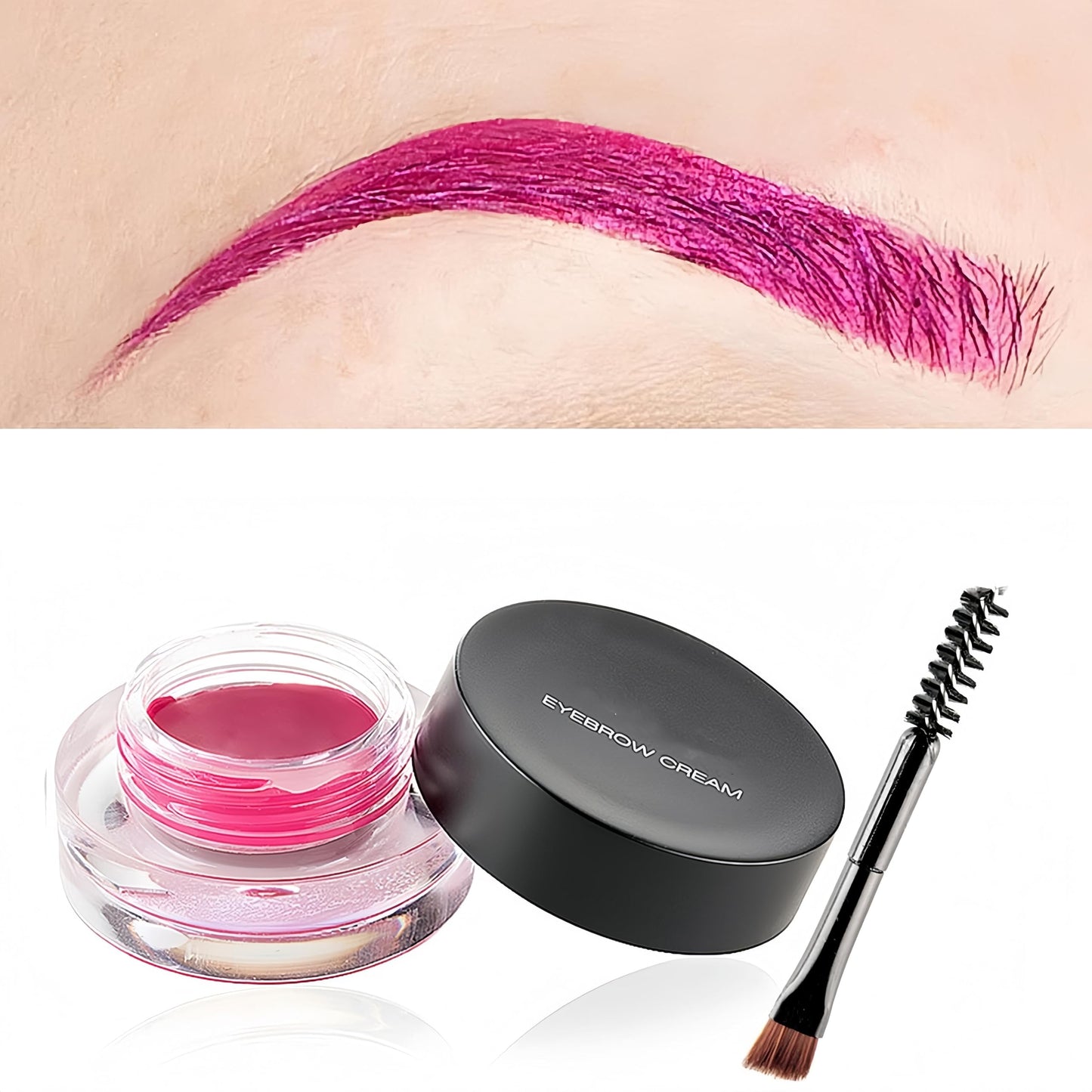 Melemando 12 Color Eyebrow Cream Colorful Smooth Eyebrow Pomade Gel Long Lasting Waterproof Eyeliner Gel Eye Brow Makeup Cosmetics with Eyebrow Brush (08 Magenta)