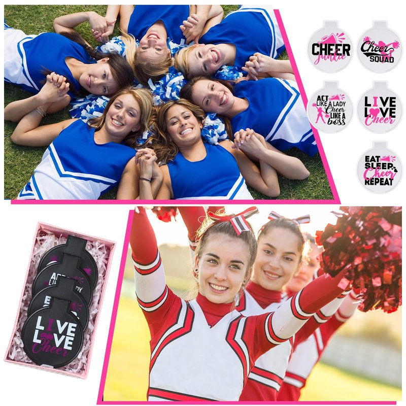 Wenqik 50 Pcs Cheerleader Mirror Gifts Bulk Cheerleading Compact Mirror Cheer Party Favors Folding Pocket Portable Makeup Mirrors for Football Rugby Game Team Friendship Gift(Pink Cheer)