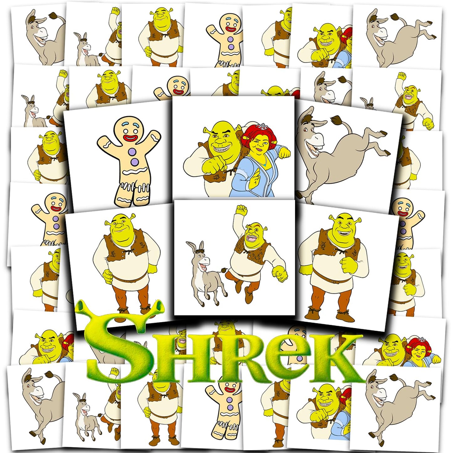 Shrek Temporary Tattoos Bundle - 72 Individual 2" x 2" Kids Party Favors | Fun Shrek Party Supplies