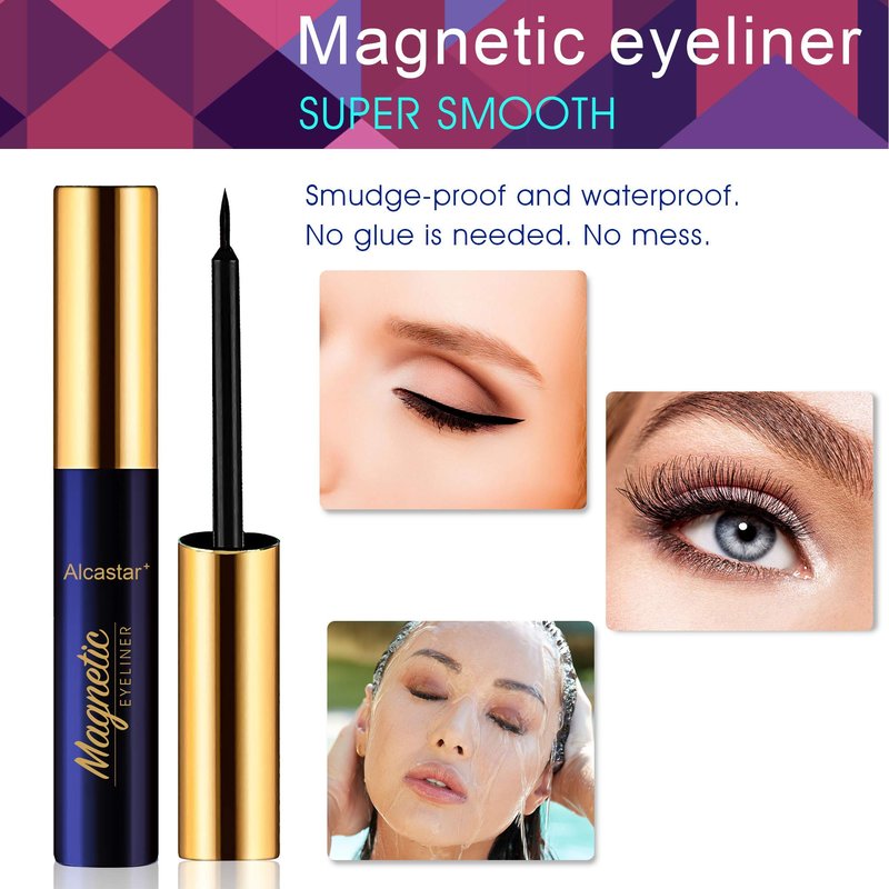 Alcastar Magnetic Eyelashes with Eyeliner Kit, Magnetic Lashes Natural Looking with, Reusable,Long Lasting, Easy Apply,Cruelty-Free (ATZ1004-A1)