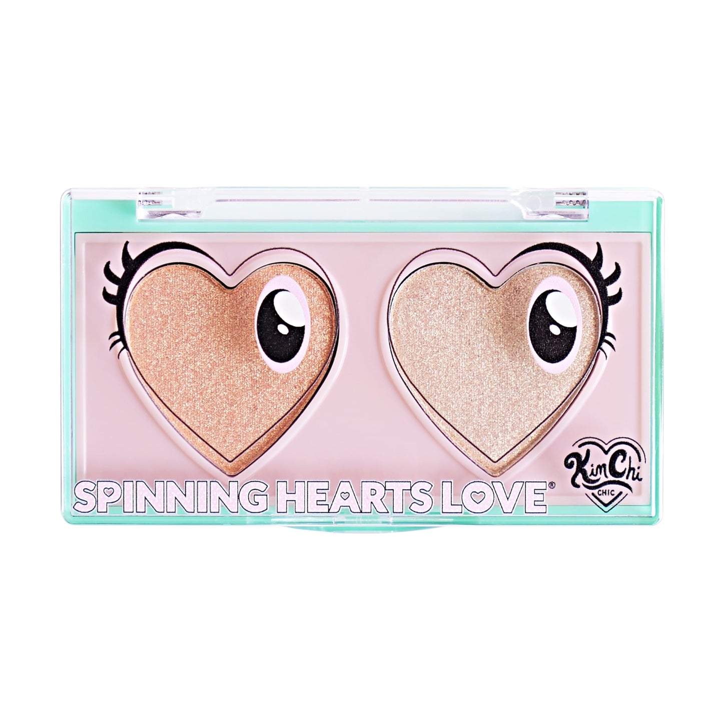 KimChiChic Beauty Spinning Hearts Duo Eyeshadow, Matte, Shimmer & Frost Finish, Blendable, Highly Pigmented Two-Color Palette, Cruelty-Free, Peach Caramel