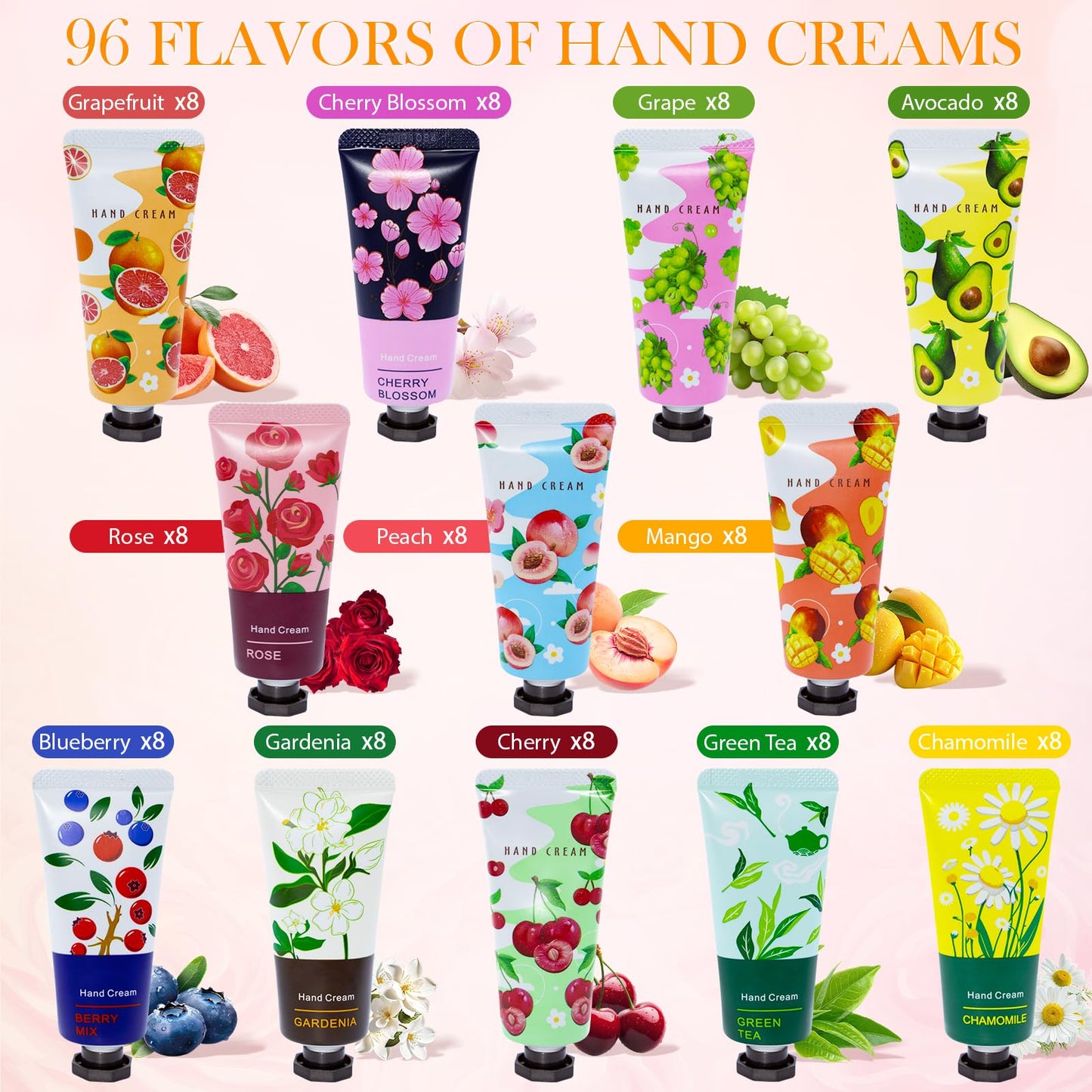 Comdian 96 Pack Hand Cream for Women, Mini Hand Lotion Travel Size for Dry Cracked Care, Natural Plant Fragrance Moisturizer Present Set for Mother, Teacher Appreciation and Bridesmaid Present