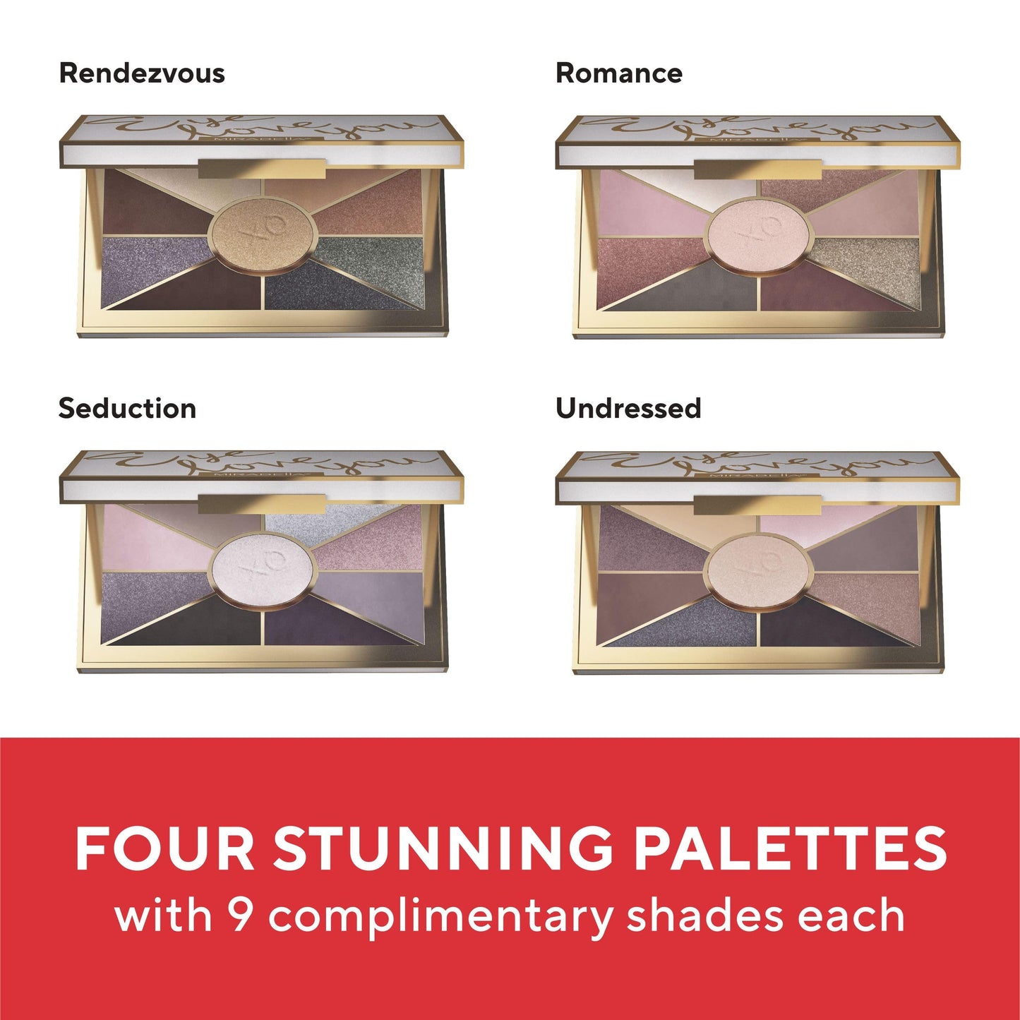Mirabella Eye Love You Neutral Shimmer Eyeshadow Palette - Makeup Palette w/Ultra Pigmented Pressed Powders, Creamy Matte & Shimmer Metallic Eyeshadow Palette - Undressed