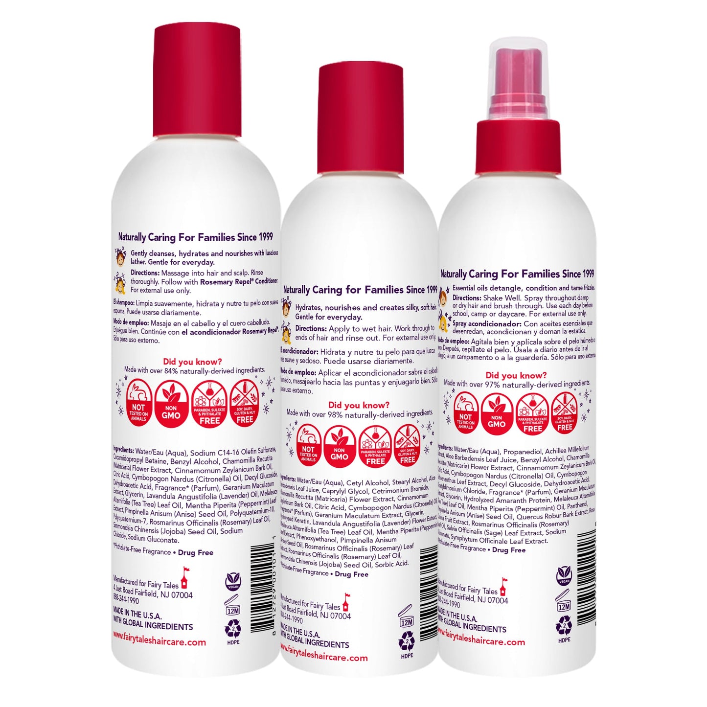 Fairy Tales Rosemary Repel Daily Kids Shampoo, 12 fl oz., Conditioner, 8 fl oz. & Conditioning Spray, 8 fl oz. Star Trio– Kids Like the Smell, Lice Do Not