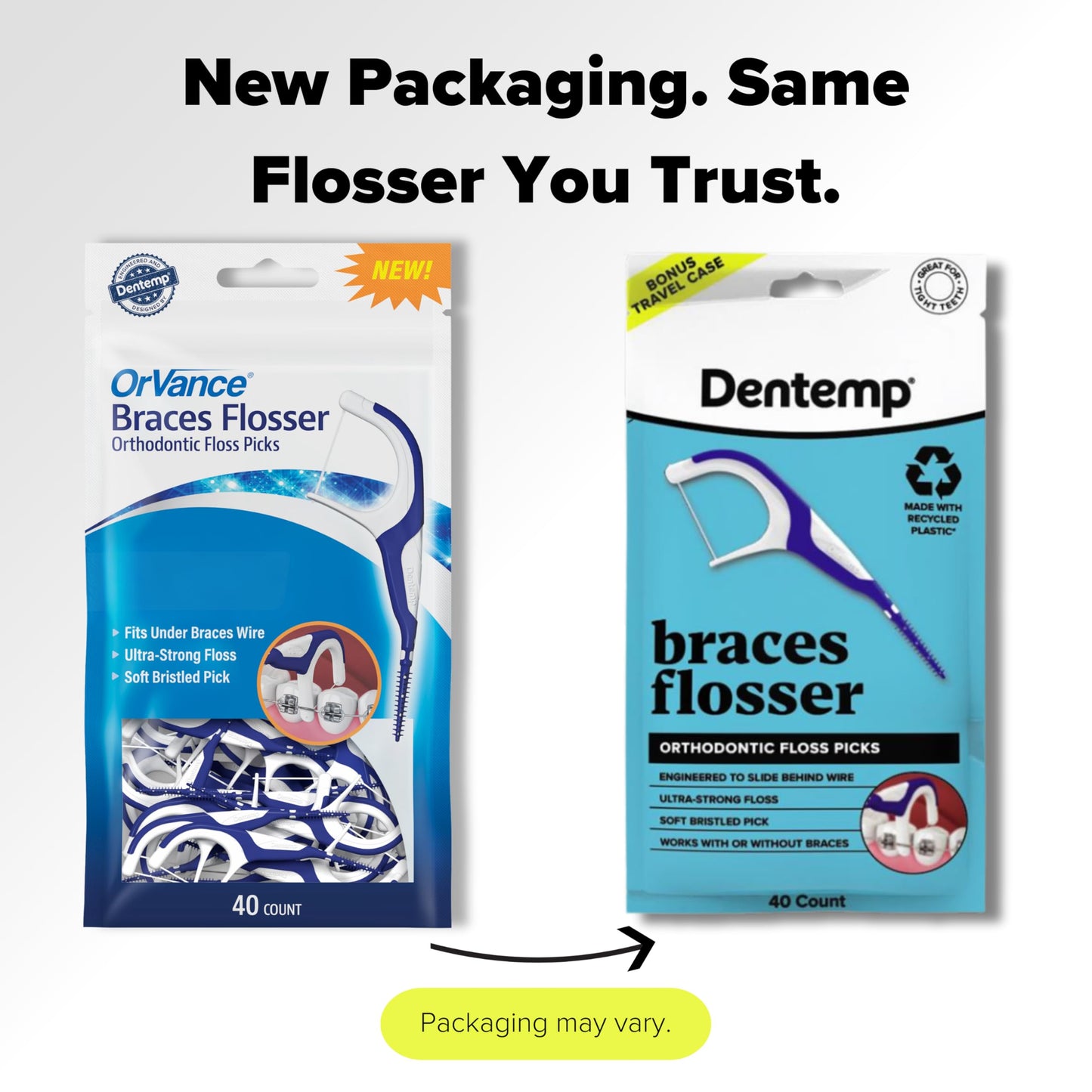 Dentemp Braces Flosser - Designed for Braces for an Easy & Effective Clean, Ultra Strong Floss - 40 Count (Pack of 4) - (Packaging May Vary)