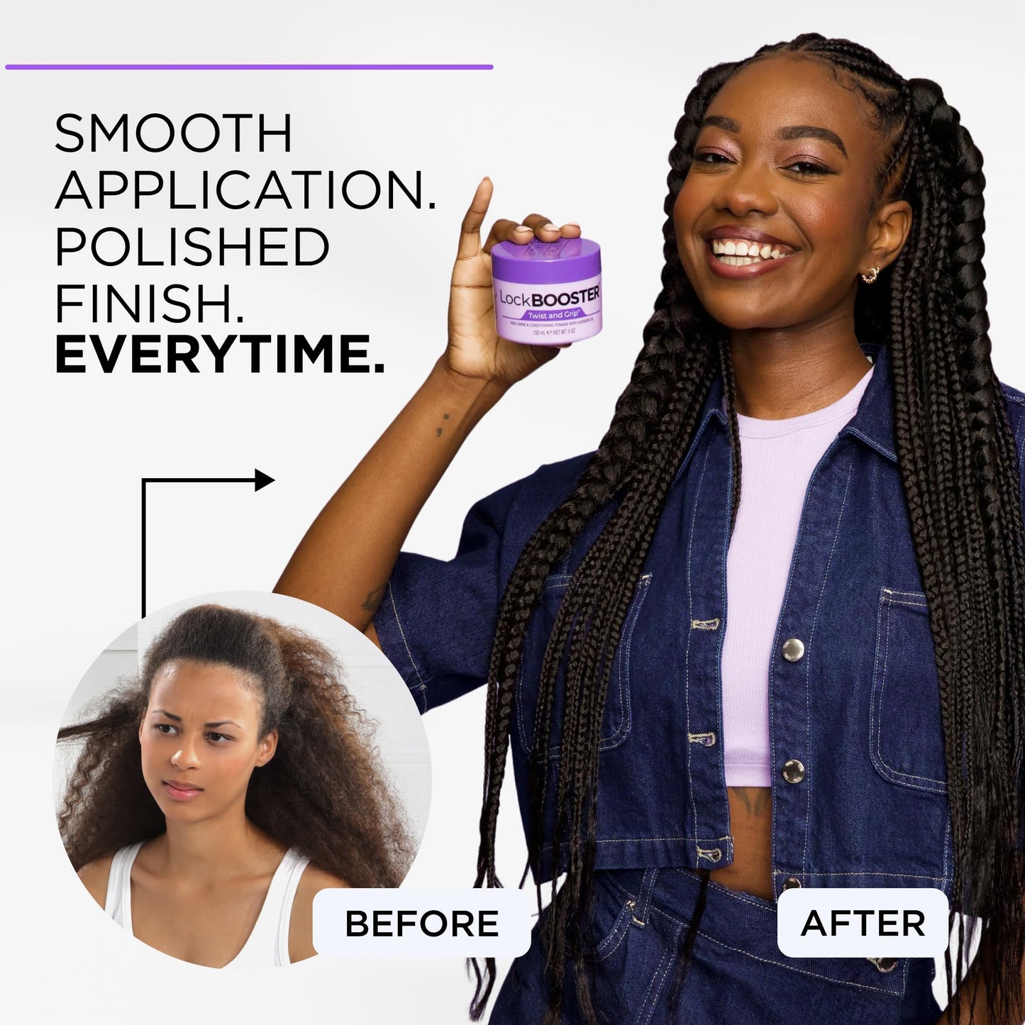 Style Factor Lock BOOSTER Twist & Grip Braid Gel (5 Oz.) with Rosemary Oil— Strong Hold, Flake-Free, Frizz-Free Hair Braiding Gel for Defined & Long-Lasting Twists, Locs & Braids
