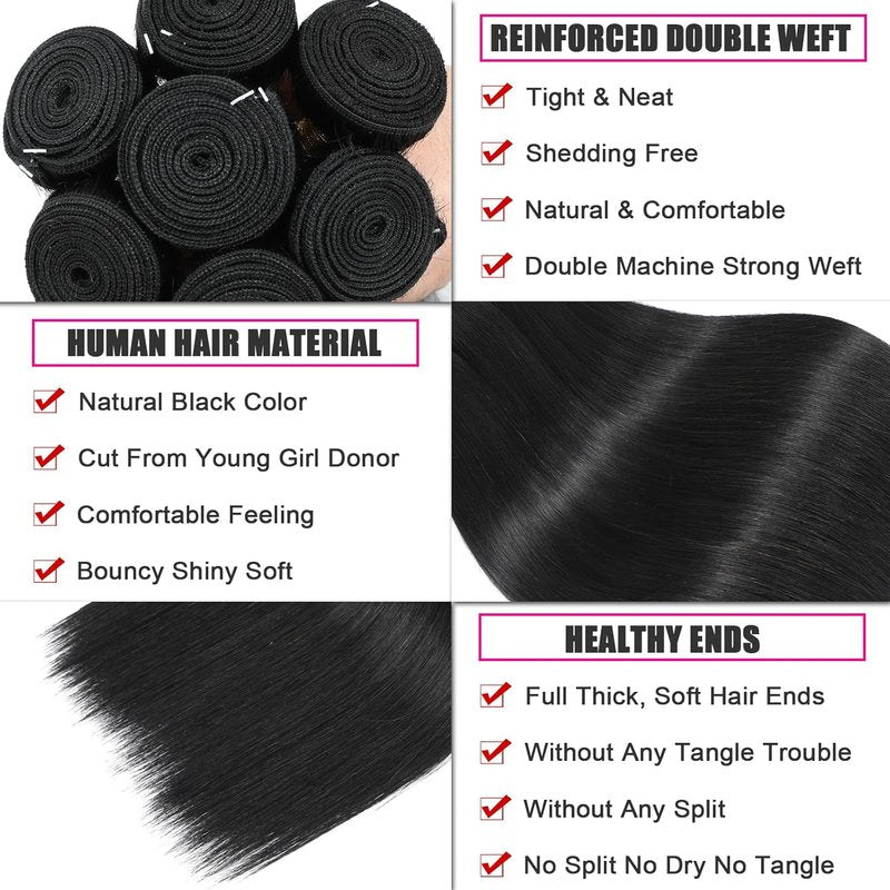 18-Inch Brazilian Straight Hair Bundles - 100% Unprocessed Remy Virgin Quality | Intact Cuticle, Long Lifespan