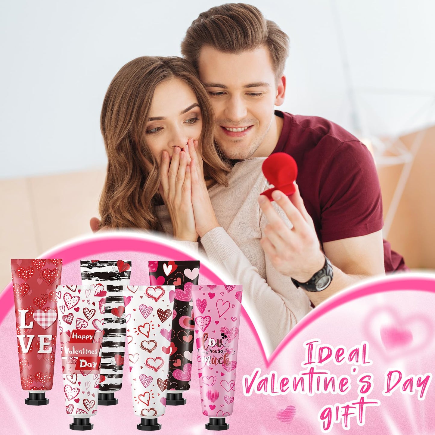 24 Pcs Valentine's Day Hand Cream Gift Bulk Valentine Gift Basket Stuffers Love Heart Moisturizing Galentine's Hand Lotion Bulk Small Dry Cracked Care Cream for Women Friends Seniors Clients, 30 ml