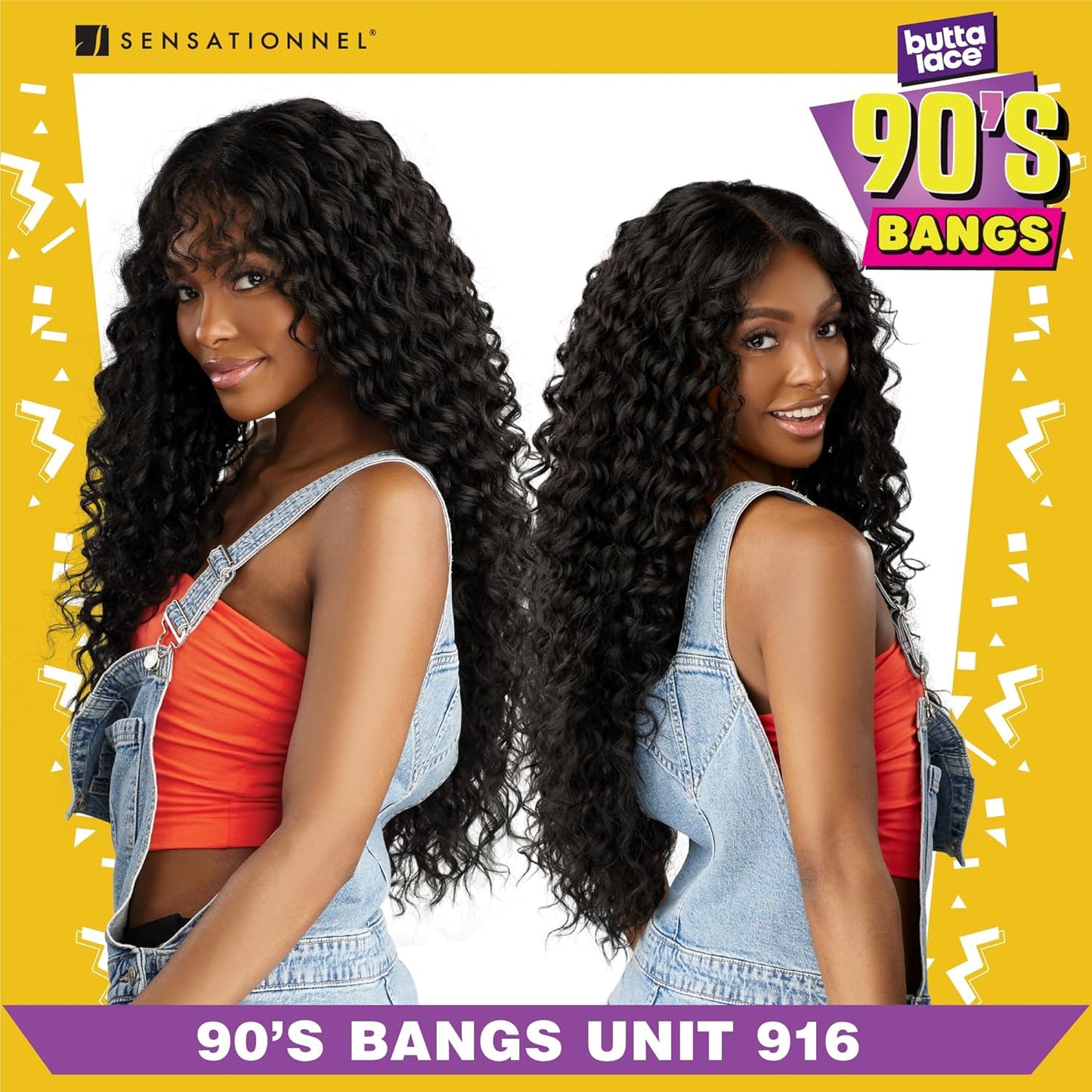 Sensationnel Butta Lace 90S Bangs Wig - Glueless Synthetic Hair with Deep Center Part | Balayage Gold