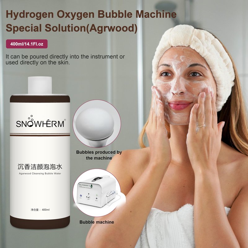 ELitzia Oxygen Bubble Machine Special 400ml/13.5Fl.oz Agilawood Beauty Bubble Solution for Deep Facial Cleaning Moisturizing and Oil Control Water Element Essence Bubble Liquid ETD063(Agilawood)