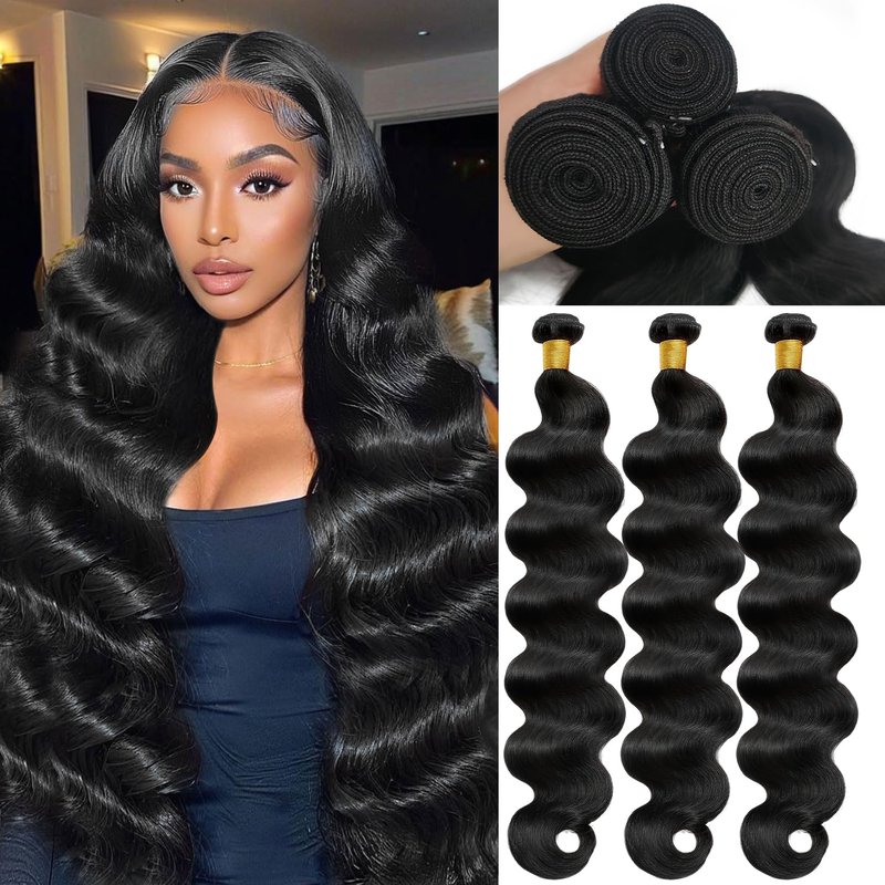 12A Human Hair Bundles 26 Inch Body Wave 100% Unprocessed Brazilian Virgin Weave 1 Bundle for Women Natural Black Real Body Wavy Human Hair Extensions