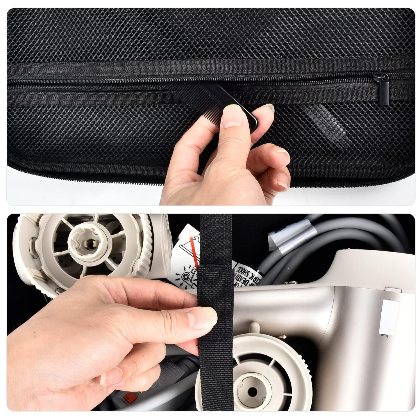 Hair Dryer Case for Shark HD112BRN & HD331 HyperAIR IQ 2-in-1 Concentrator, Storage Pouch for Dyson/Shark Flexstyle Styler Attachments and Clips, Black