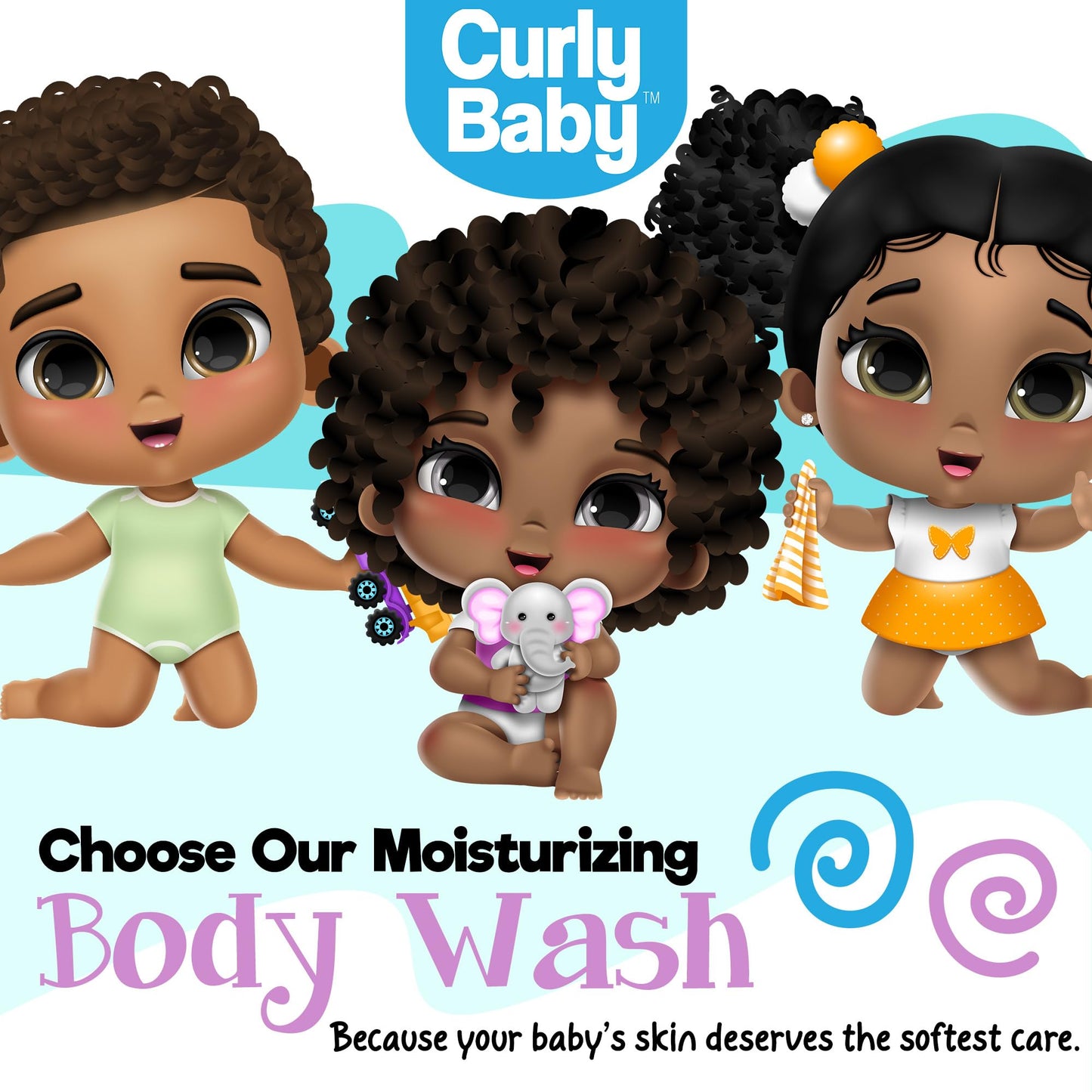 CurlyBaby Body Wash, Gentle Moisturizing Baby Wash, 16 oz