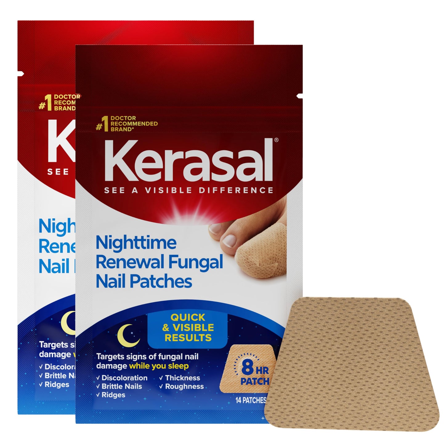 Kerasal Nighttime Nail Renewal Patches - 14 Patch Twin Pack - Overnight Restoring Nail Repair