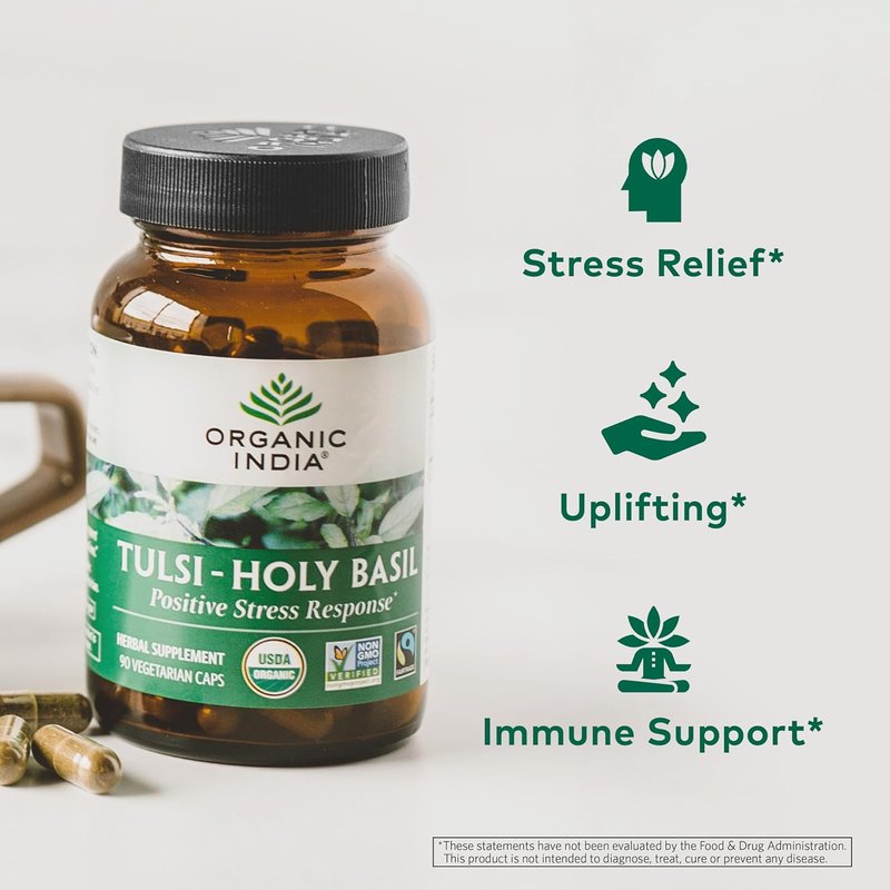 Tulsi Herbal Supplement - Organic Holy Basil for Immune Support | Vegan, Gluten-Free, 180 Capsules