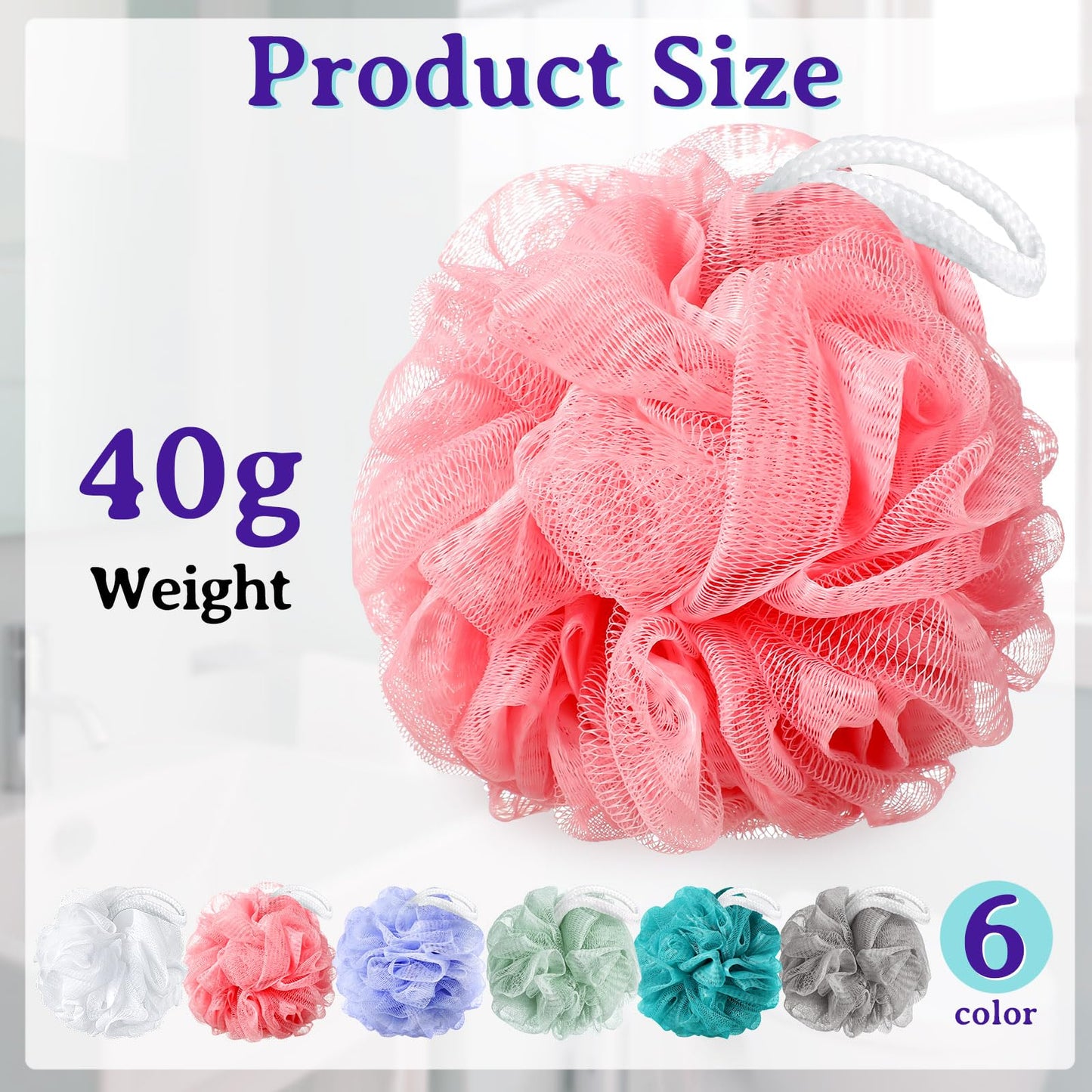 Umigy 36 Pcs Bath Sponge Shower 40g Loofahs Bulk Bath Luffas Exfoliating Body Scrubber Pack Soft Colorful Mesh Balls Puff Bathing Accessories for Men and Women Exfoliating Sponge