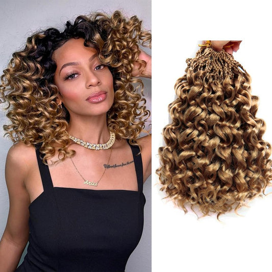 8 Packs Gogo Curl Crochet Hair 10Inch Blonde Ocean Wave Crochet Hair Pre Looped Synthetic Beach Curl Hair Extensions Blonde Braiding Hair for Women (27#)