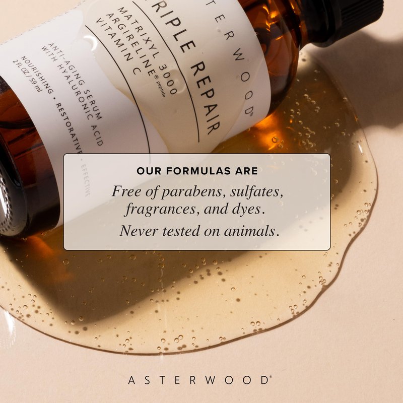 Asterwood Triple Repair Matrixyl 3000 + Argireline + Hyaluronic Acid + Vitamin C Serum for Face - Anti-Aging, Collagen Boosting, Hydrating - Fragrance-Free - 2 Fl Oz