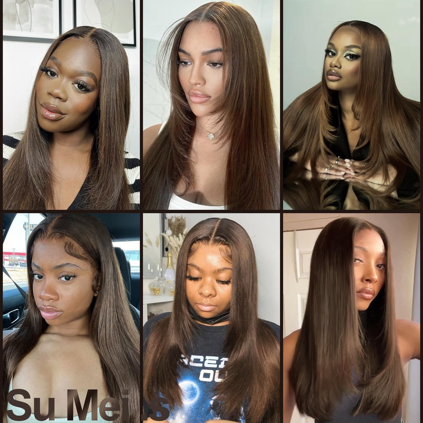 Su Mei.s Glueless Synthetic Lace Front Wig 26 Inches Long Straight Wigs for Black Women 13x5x1 HD Lace Hand Tied Pre Plucked Hairline (#4 Chocolate Brown, 26 Inch)