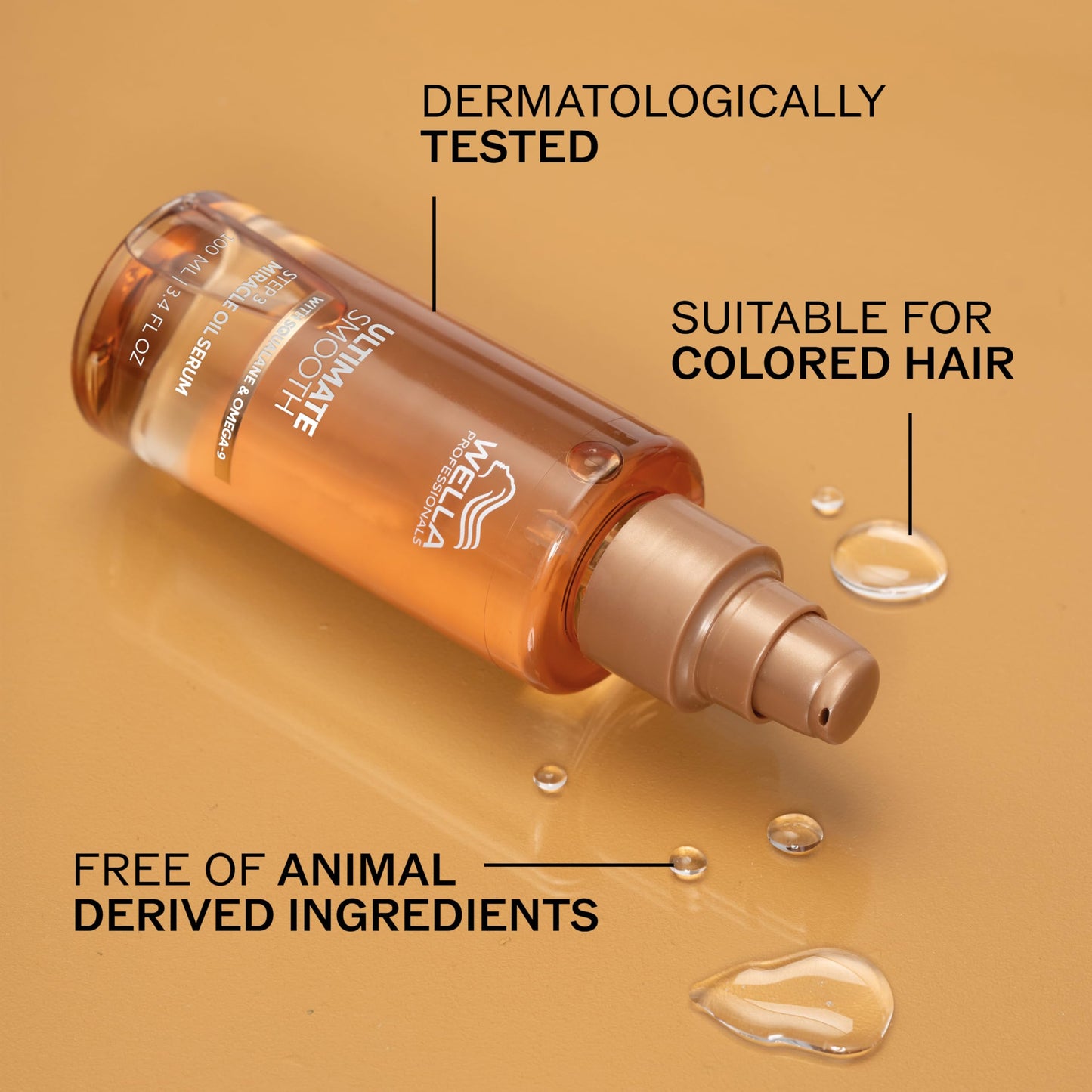 Wella Professionals ULTIMATE SMOOTH Miracle Oil Serum for Dry, Dull & Frizzy Hair | Nourishes, Smooths & Adds a Silky Shine | With Squalane & Omega 9 | Heat Protectant | Color Safe