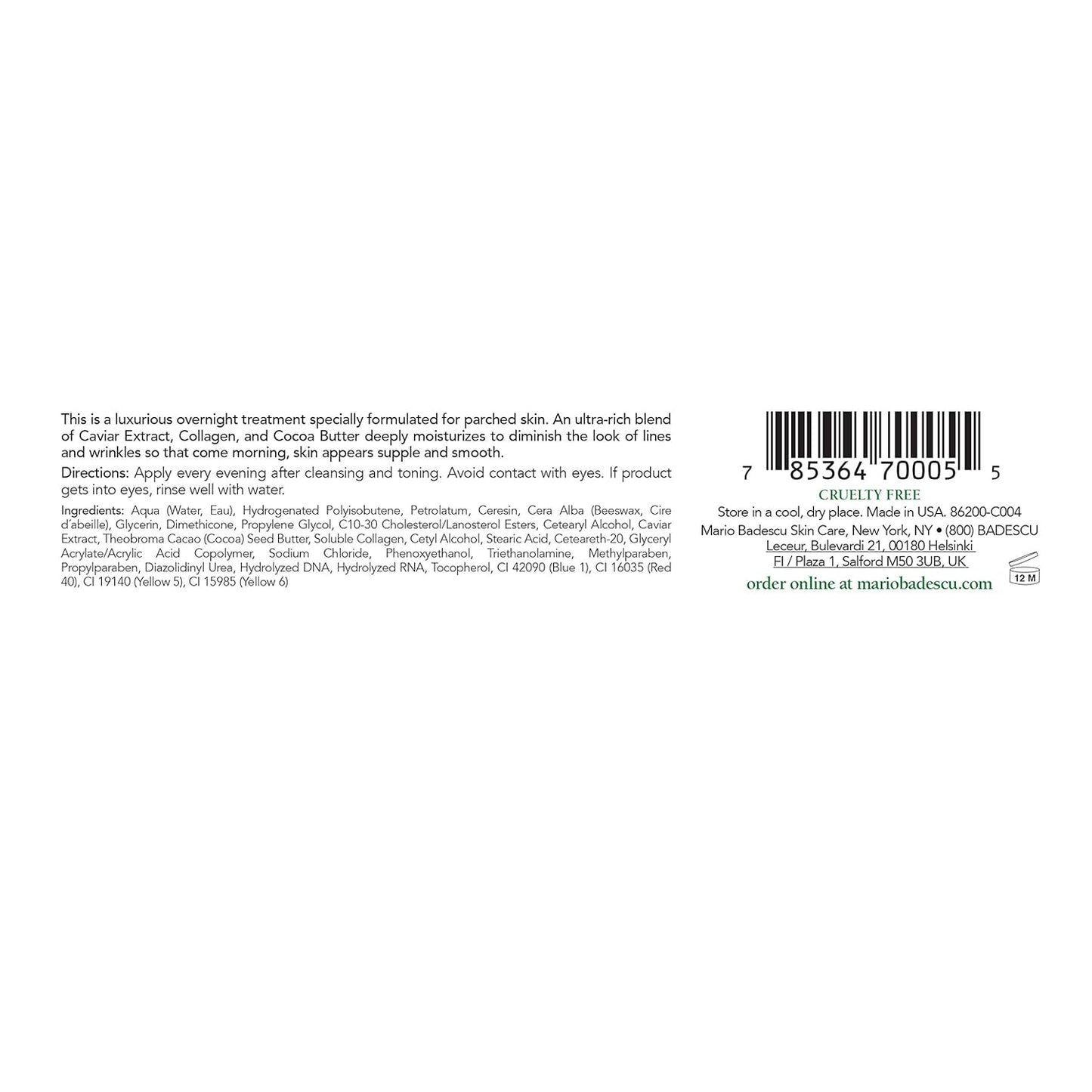 Mario Badescu Caviar Night Cream - Anti-Aging Face Cream with Revitalizing Caviar Extract | 1 Oz for Dry/Sensitive Skin