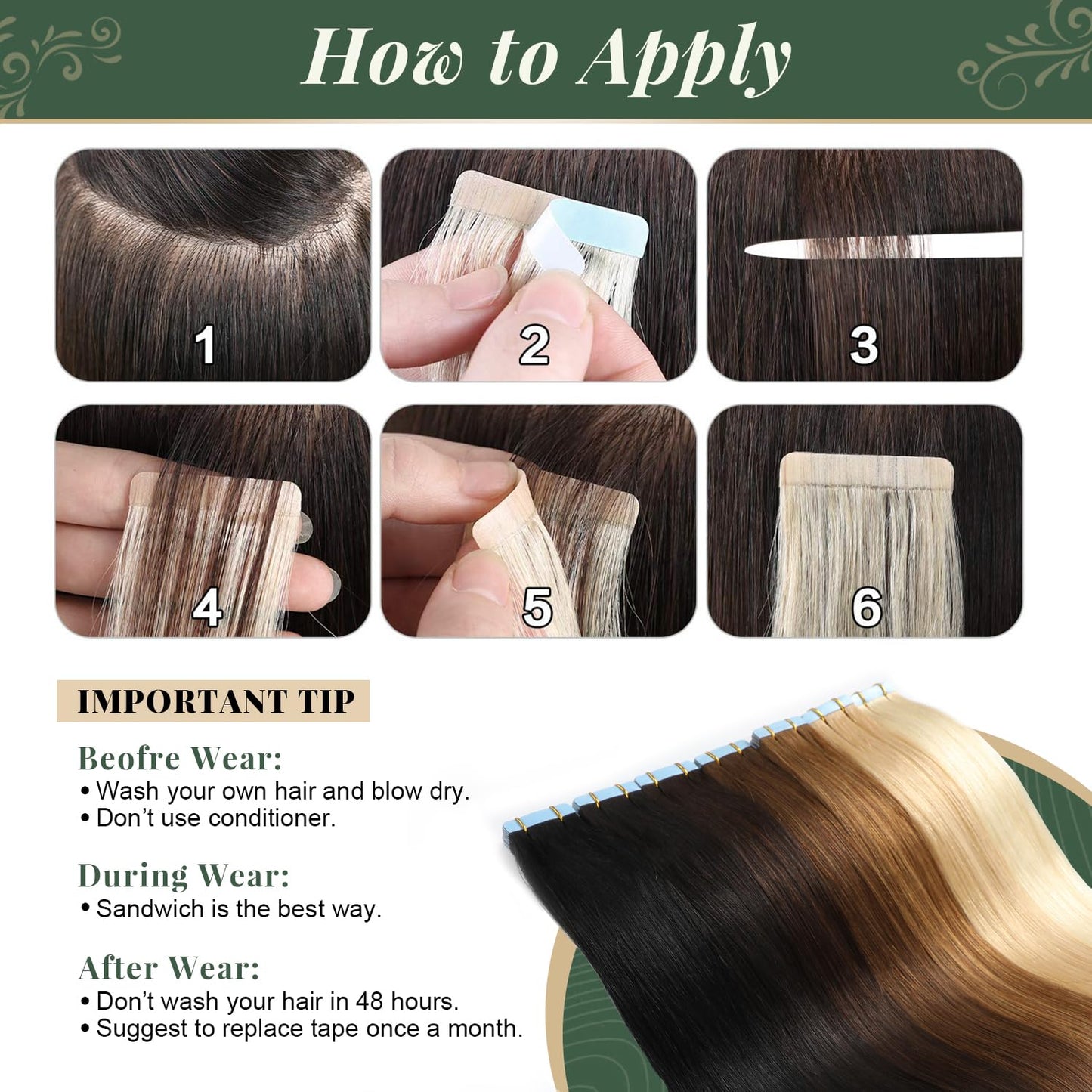 Missme Tape in Hair Extensions Human Hair 16 inch 20 Pcs 40g #613 Blonde Tape ins Human Hair Extensions Remy Hair Skin Weft Seamless Invisible Silky Straight Thick Ends Add Length