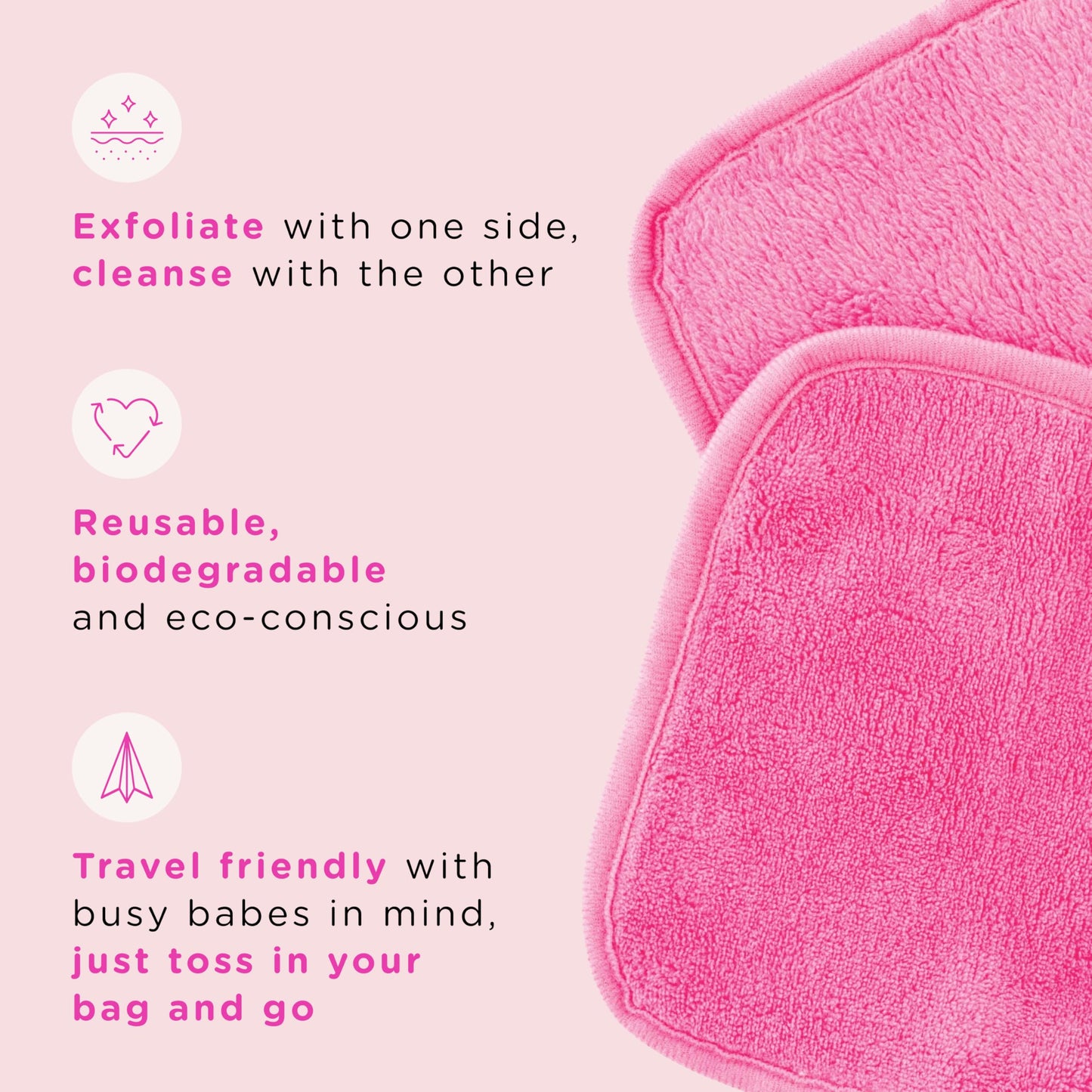 ERASE YOUR FACE Makeup Remover Cloths - Reusable Microfiber Face Towels to Cleanse & Remove Makeup - Water Activated, Dual-Sided Design for Easy Use, Great Bachelorette & Bridesmaid Gift (8 Count)
