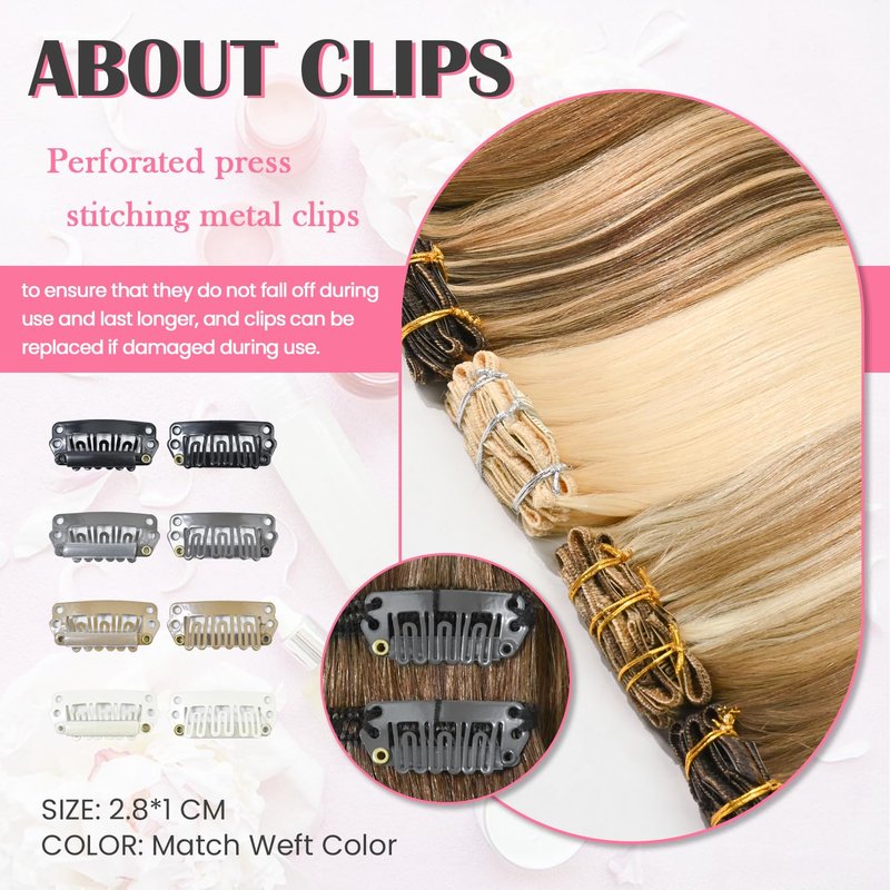Aison Light Brown Hair Extensions Clip in Real Human Hair 75G 100% Remy Human Hair Clip in Extensions for Women 7pcs 16clips18 Inch