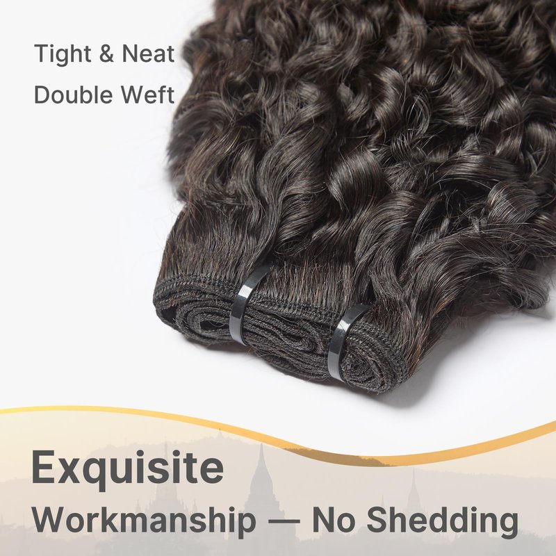 ASHINE Hair Bundles Messy Burmese Curly 3 Bundles Tight Curly Burmese Human Hair 14 Inch, Minimal Shedding Quick Weave Natural Black