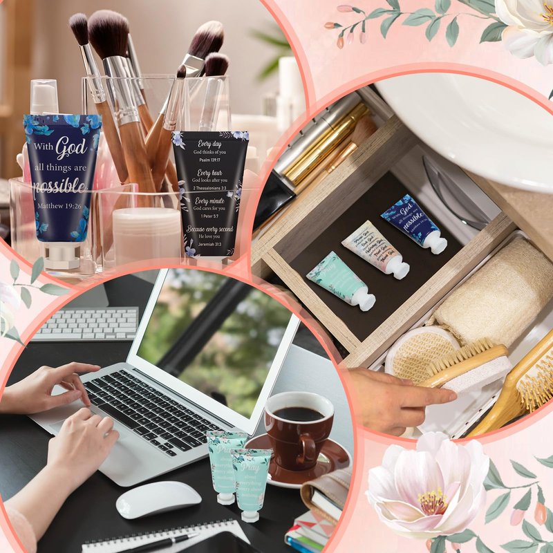 Sacubee 48 Pcs Christian Hand Cream Bulk for Women Mother's Day Mini Travel Size Religion Bible Verse Lotion for Skin Dry Hand Lotion for Mom Grandma Church Prayers Coworker Wedding Favors