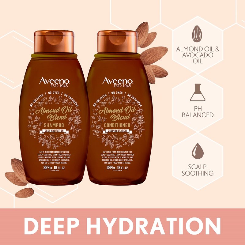 Almond Oil Blend Sulfate-Free Conditioner with Avocado Oil for Intense Hydration, Deep Moisturizing Conditioner for Thick, Curly, Frizzy or Coarse Hair, Paraben & Dye-Free, 12 Fl Oz